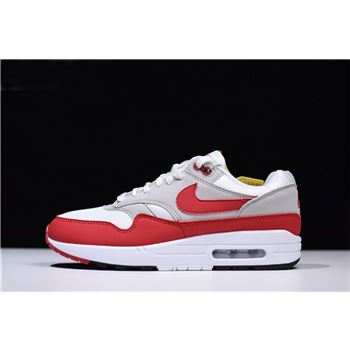 Men's and Women's Nike Air Max 1 OG Anniversary White/University Red-Neutral Grey-Black 908375-103