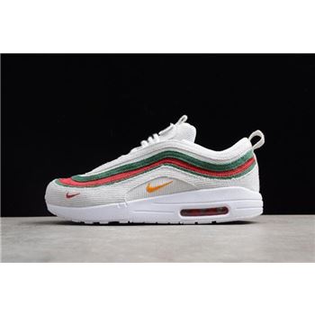 Men's and Women's Nike Air Max 1/97 VF SW White/Red-Green AJ4219-163