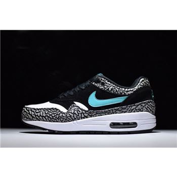 Mens and WMNS Nike Air Max 1 Atmos Elephant Black/Clear Jade-White 908366-001