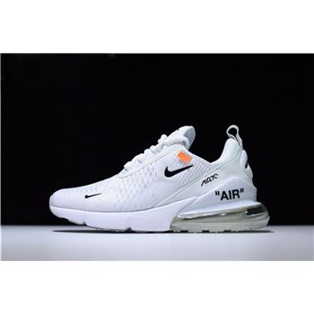 Mens and WMNS Off-White x Nike Air Max 270 Triple White Running Shoes For Sale