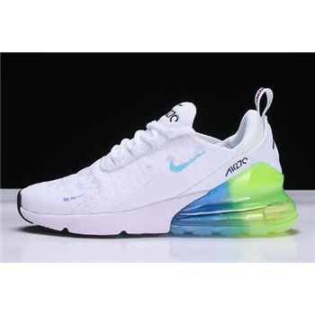 Mens and WMNS Nike Air Max 270 White/Blue-Green Running Shoes AH6789-130