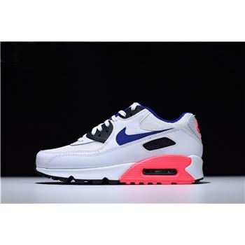 Mens and WMNS Air Max 90 Essential White/Ultramarine-Solar Red-Black 537384-136