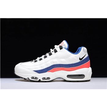 Mens and WMNS Nike Air Max 95 White/Black-Solar Red-Ultramarine 749766-106