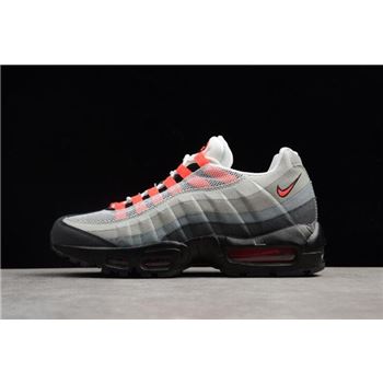 Nike Air Max 95 White/Solar Red-Neutral Grey Men's Running Shoes 609048-106