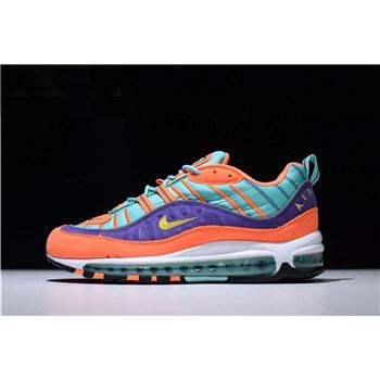 Men's and Women's Nike Air Max 98 QS Cone/Tour Yellow-Hyper Grape 924462-800