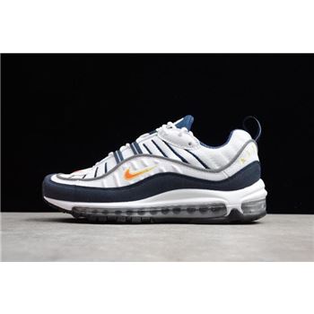 Men's Nike Air Max 98 OG White/Blue/Orange/Metallic Silver 640744-104