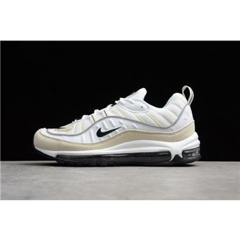 Mens and WMNS Nike Air Max 98 Sail White/Black-Fossil-Reflect Silver AH6799-102