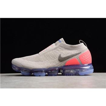 Mens and WMNS Nike Air VaporMax Flyknit Moc 2 Moon Particle/Solar Red-Indigo Burst AH7006-201