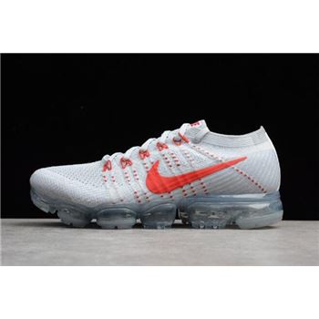 Nike Air VaporMax Flyknit Pure Platinum/University Red-Wolf Grey 849558-006