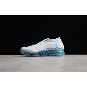 Nike WMNS Air VaporMax Flyknit 2.0 Coloured Drawing White Blue Running Shoes