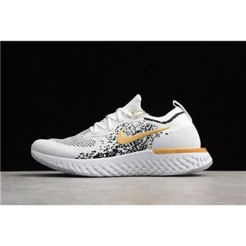 Men's Nike Epic React Flyknit White/Black-Gold AQ0067-071