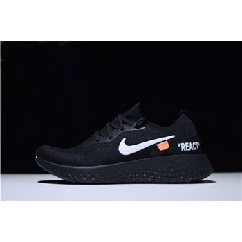 Mens and WMNS Off-White x Nike Epic React Flyknit Running Shoes Black AQ0070-010