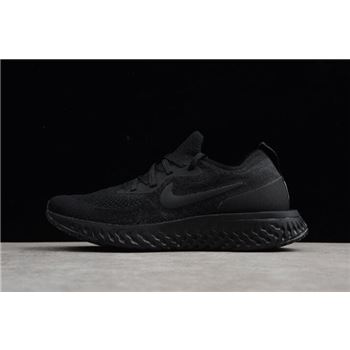 Men's and Women's Nike Epic React Flyknit Triple Black Running Shoes AQ0067-003