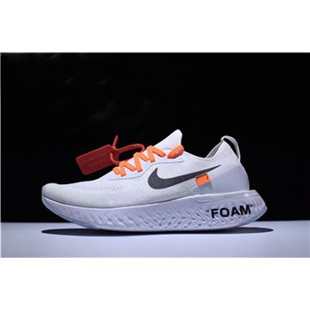 Men's and Women's Size Off-White x Nike Epic React Flyknit White Running Shoes