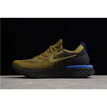 Men's Nike Epic React Flyknit Deep Green Gold/Black-Blue AQ0067-301