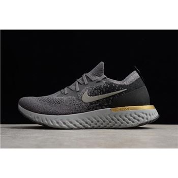 Nike Epic React Flyknit Grey/Black-Gold Running Shoes AQ0067-009