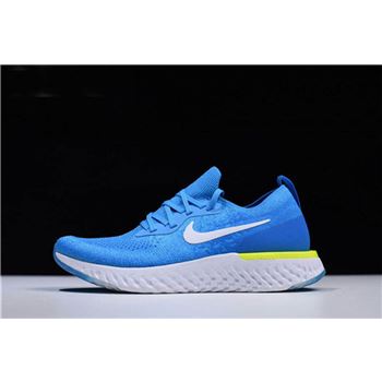 Nike Epic React Flyknit Volt Glow Blue Glow/White-Photo Blue-Volt Glow In Men's Sizing AQ0067-401