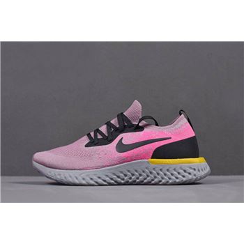 Women's Nike Epic React Flyknit Pink Yellow Black Grey Running Shoes AQ0070-500