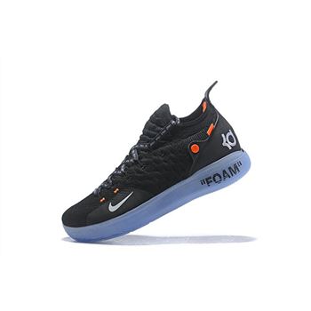 2018 Off-White x Nike KD 11 Black/White-Orange Men's Basketball Shoes