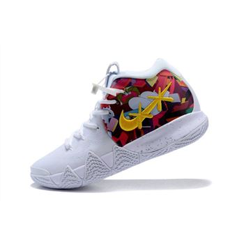 KAWS x Nike Kyrie 4 White/Multi-Color Flower Print Men's Basketball Shoes