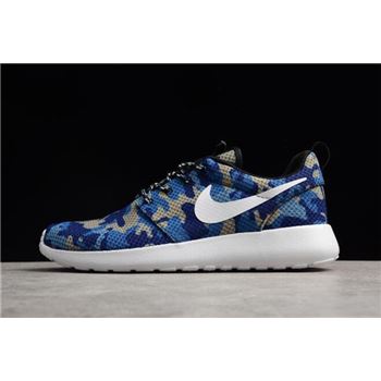 Nike Roshe Run ID White/Camo Blue Running Shoes 943711-886 For Sale