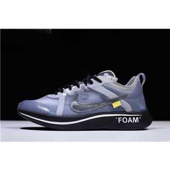 Mens and WMNS Off-White x Nike Zoom Fly SP Black/Grey-White Shoes