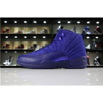 Cheap Air Jordan 12 Blue Suede Deep Royal Blue/White-Metallic Silver 130690-400