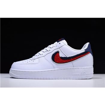 Nike Air Force 1 Low '07 LV8 Chenille Swoosh White/University Red-Blue Void 823511-106