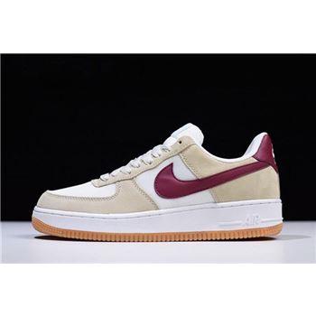 Nike Air Force 1 Low Suede Mushroom/White-Wine Red Men's Size 315111-100