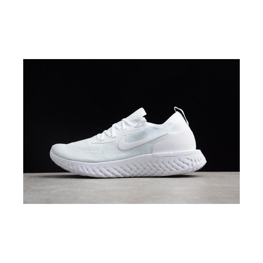 Mens and WMNS Nike Epic React Flyknit Triple White Men's Running Shoes ...