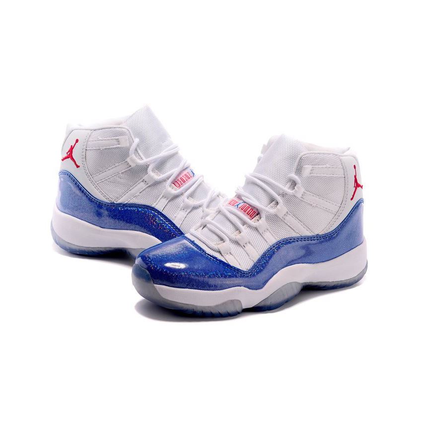 New Air Jordan 11 GS White Blue Pink Basketball Shoes, Nike Factory ...