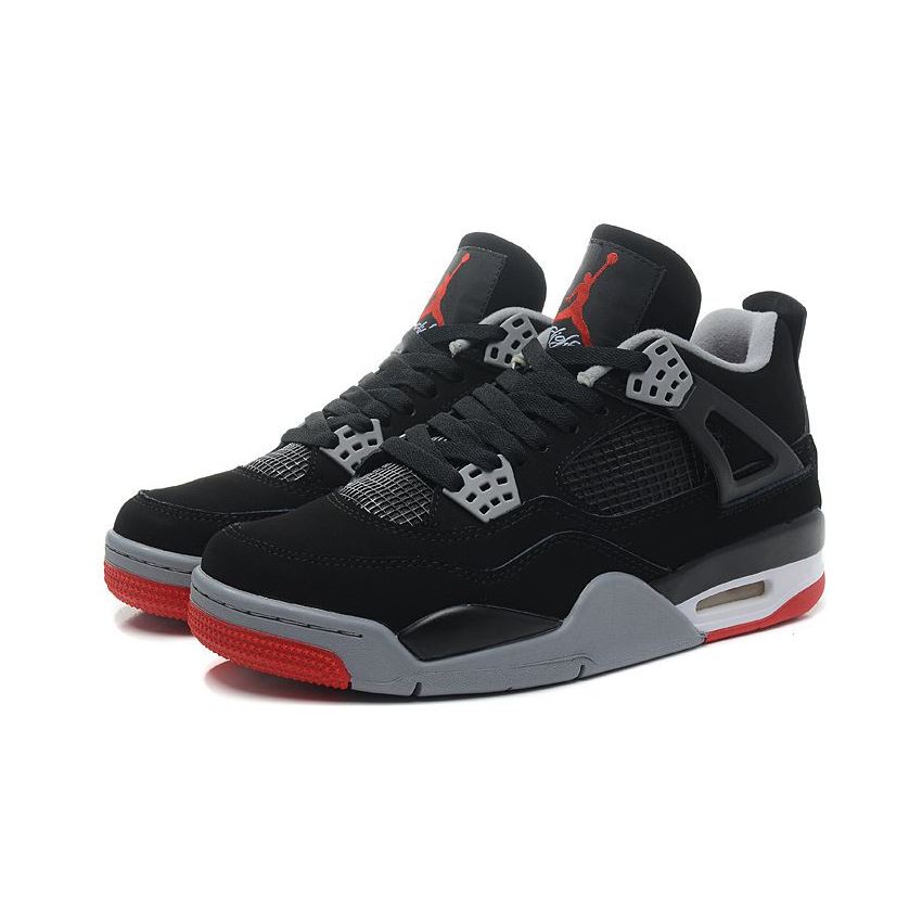 New Air Jordan 4 Retro Bred Black/Cement GreyFire Red 308497089, Nike