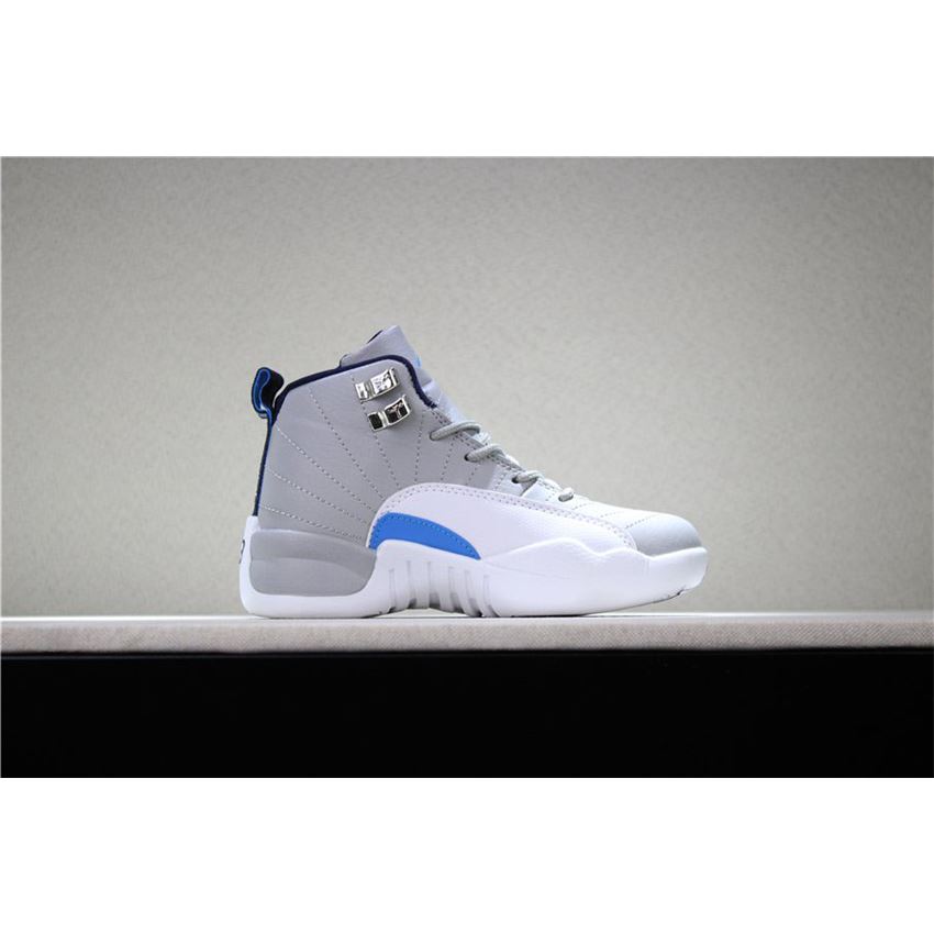 Kid's Air Jordan 12 Wolf Grey/University Blue-White For Sale, Nike