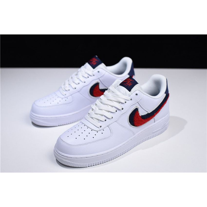 Nike Air Force 1 Low &#39;07 LV8 Chenille Swoosh White/University Red-Blue Void 823511-106, Nike ...